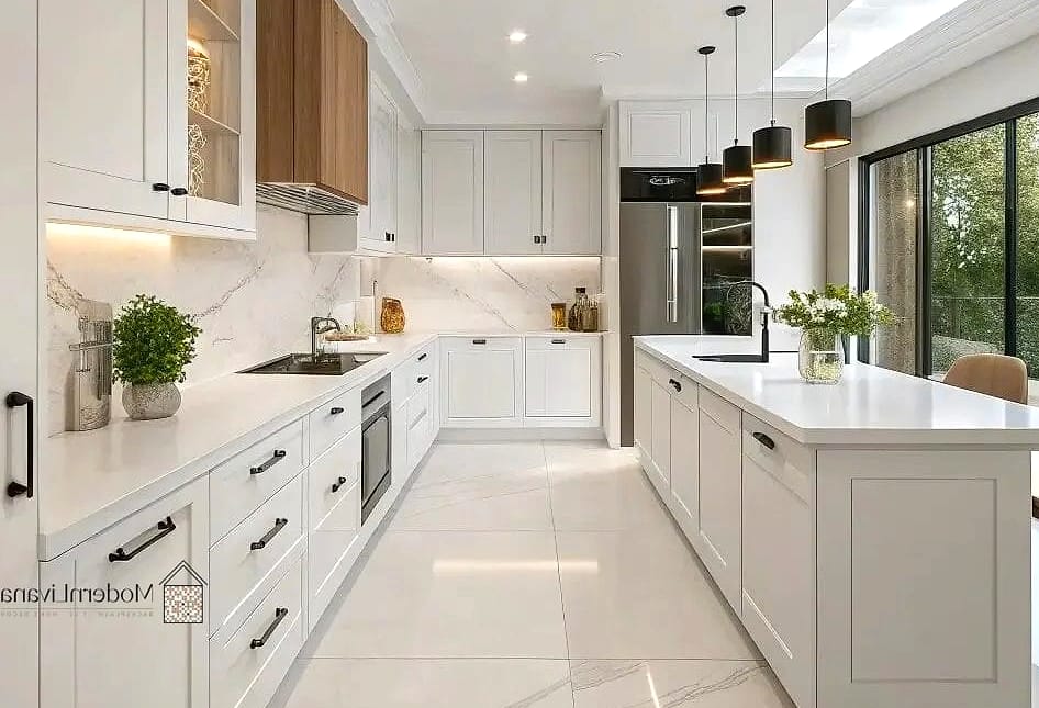 Shaker Cabinets with Under-Cabinet Lighting
