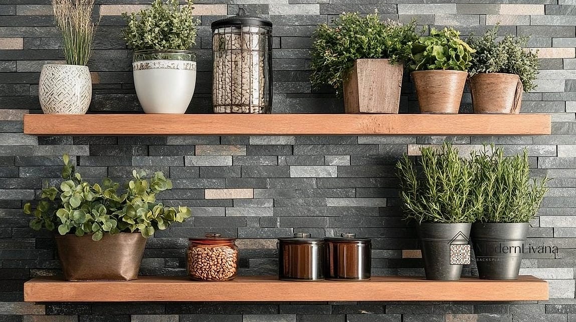27 Kitchen Floating Shelves Ideas Creative Open Ideas Worth Stealing From Interior Designers 22 Shelves Paired with a Mosaic Tile Backsplash