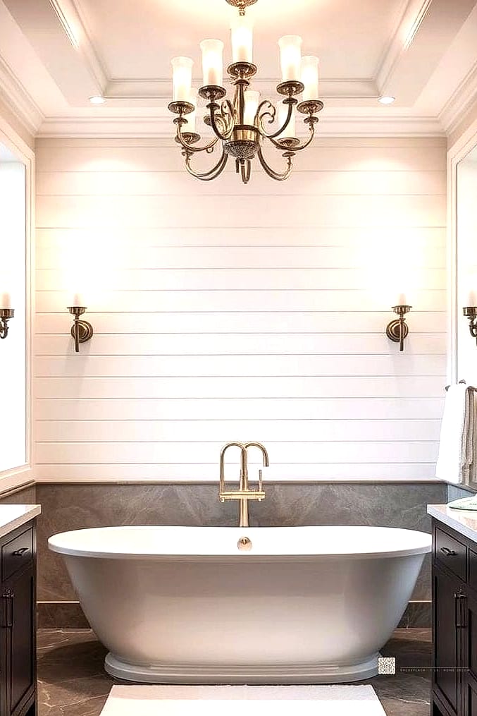 Shiplap Accent Behind a Vanity Mirror