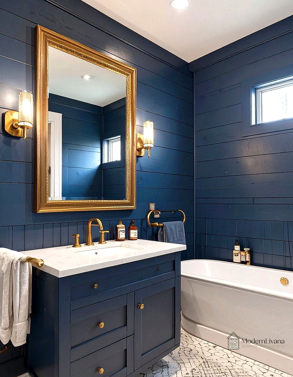 Shiplap with Brushed Brass Hardware