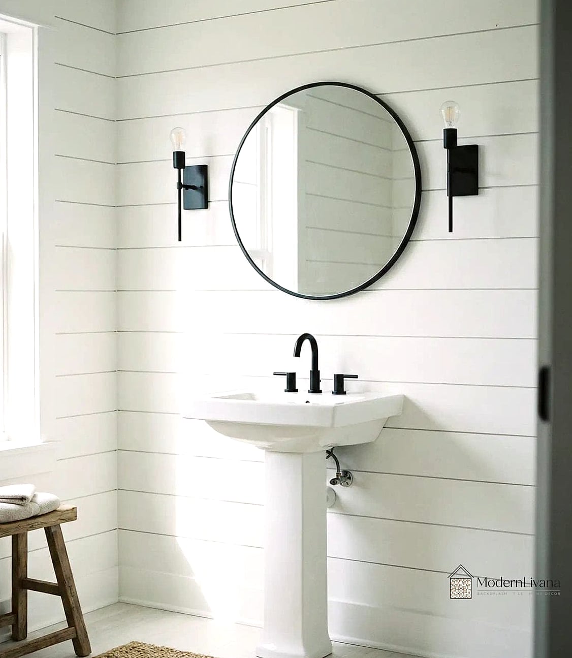 Shiplap Paired with Black Fixtures