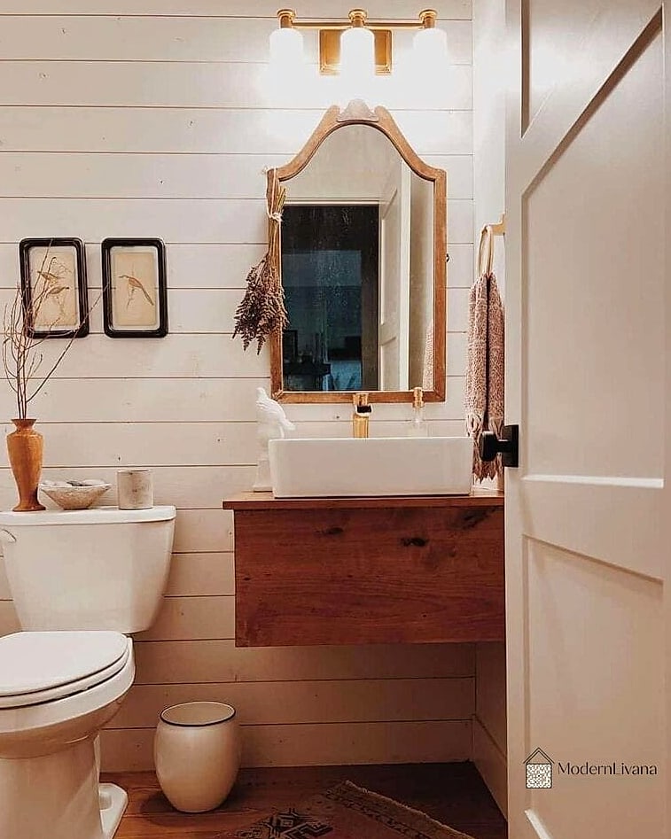 Shiplap in a Small Powder Room