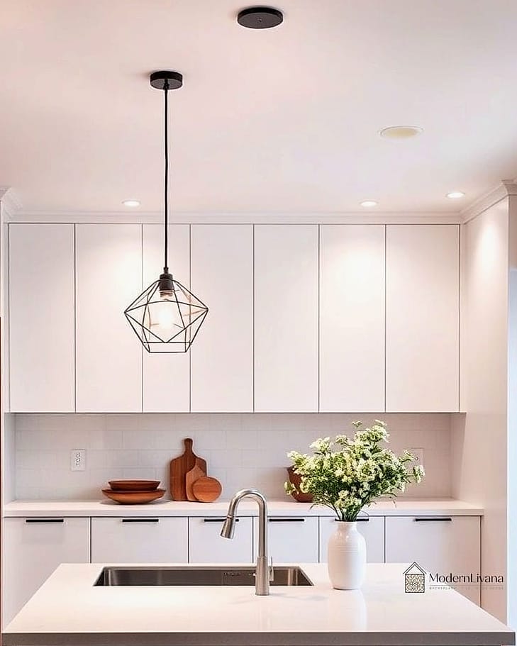 27 Minimalist Kitchen Ideas You Haven't Seen Before 21 A Single Pendant Light Instead of a Cluster