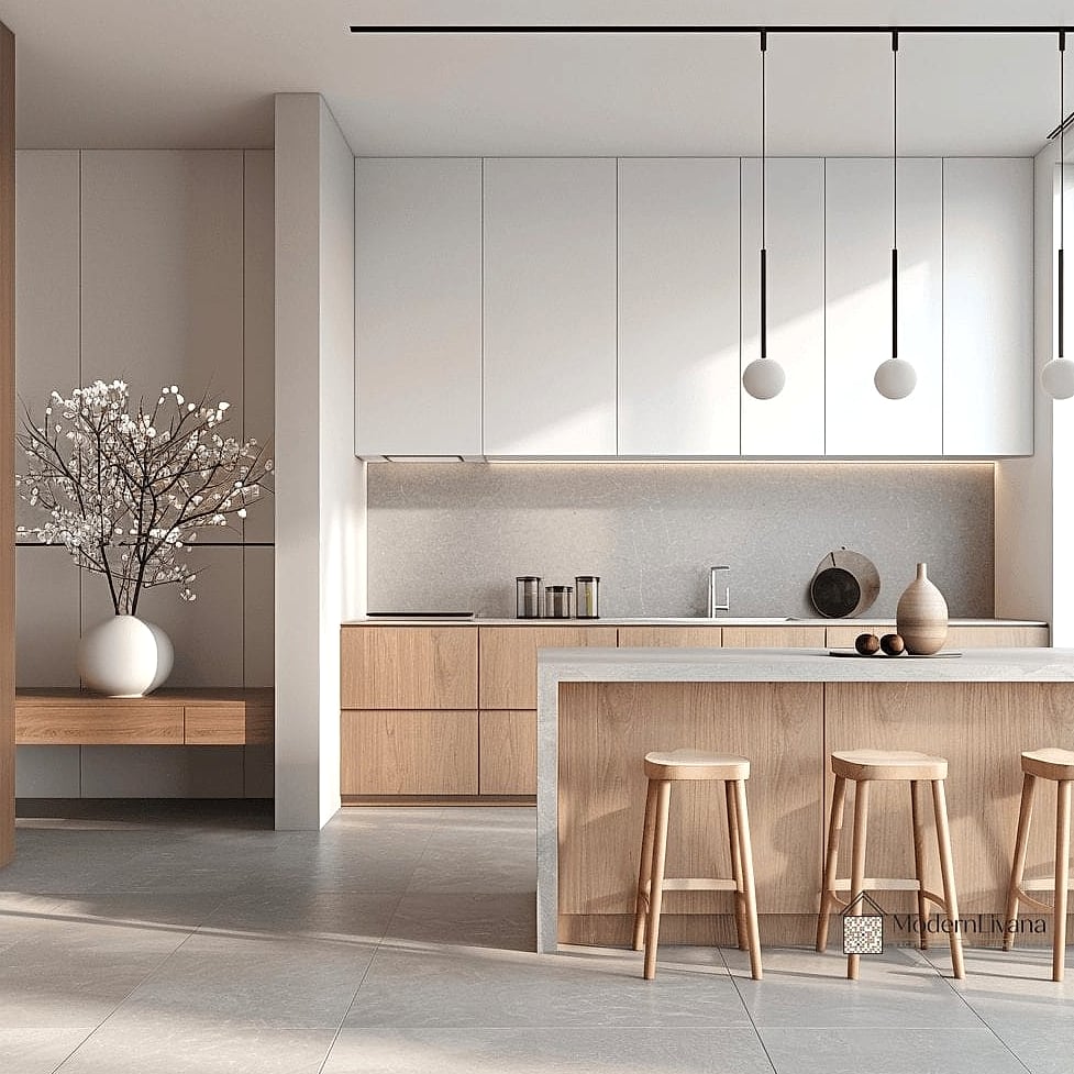 14 Minimalist Kitchen Ideas You Haven't Seen Before 15 A Single Tone-on-Tone Pattern on the Floor