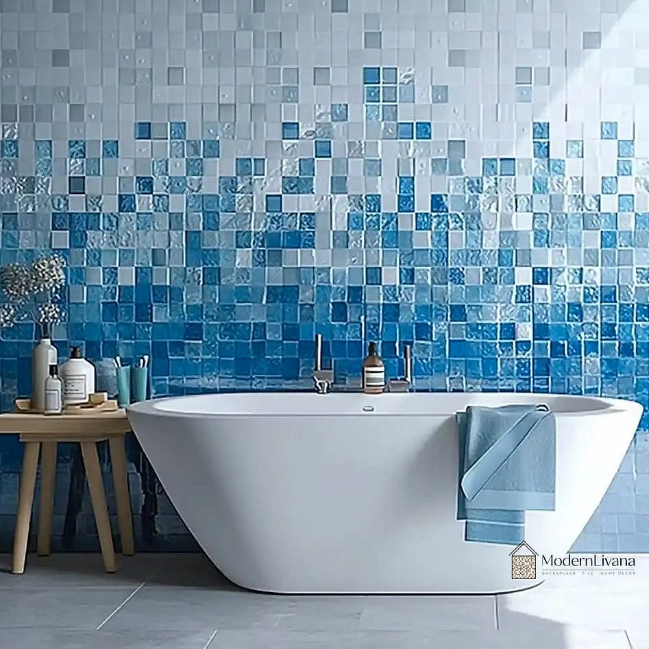 23 Blue Mosaic Tile Ideas From Homes We Absolutely Love 2 Sky Blue Bathroom Shower Surround
