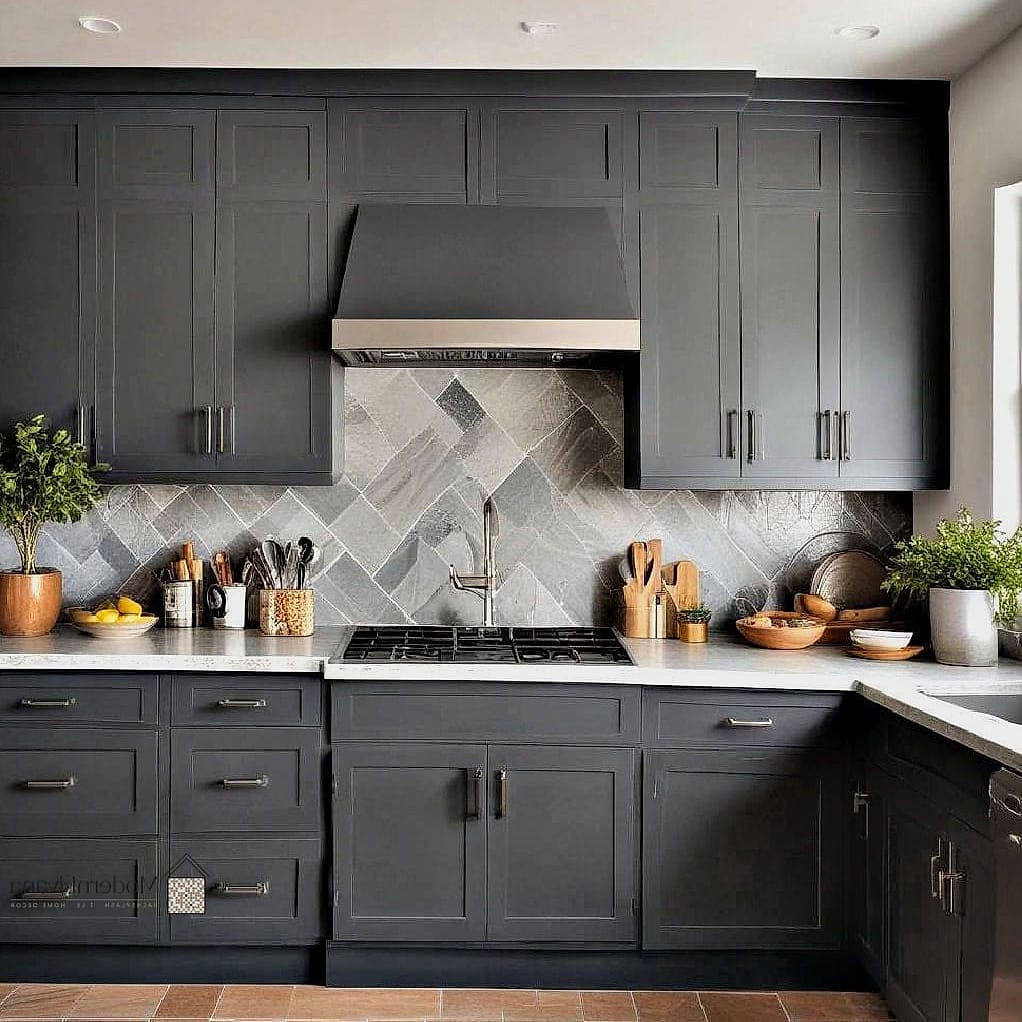 Slate Gray Cabinets in a Moody Kitchen