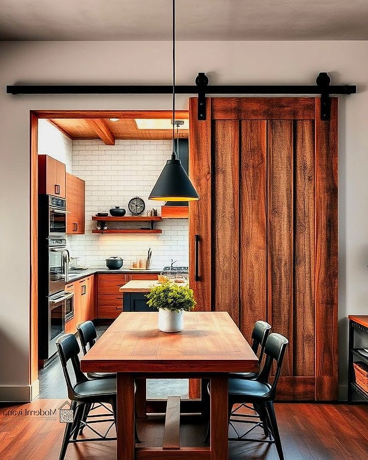 26 Industrial Style Kitchen Ideas From Homes We Absolutely Love 23 Sliding Barn-Style Pantry Door