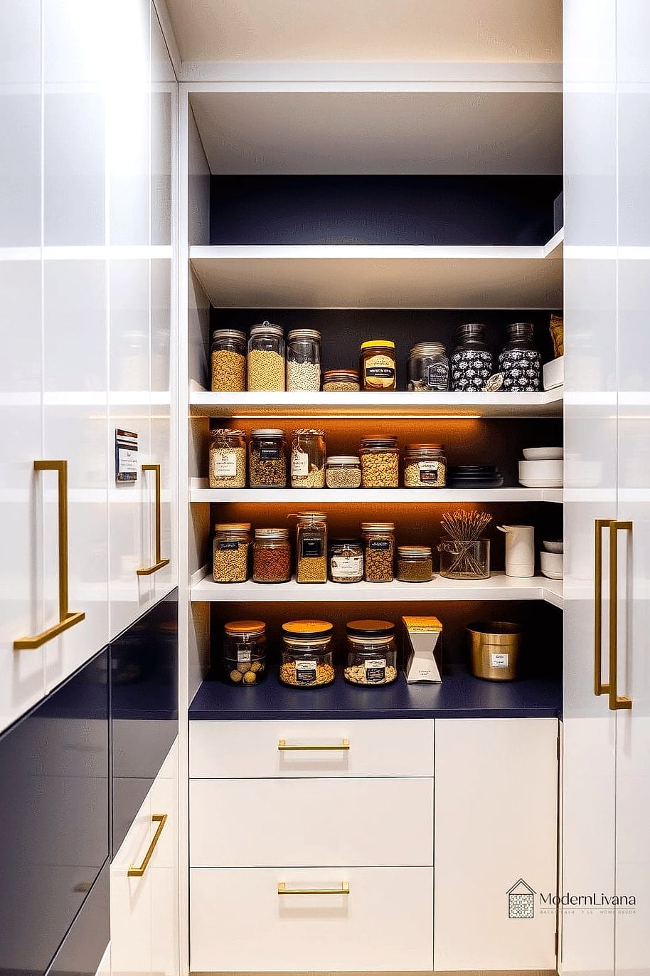 Small Reach-In Pantry with Pull-Out Shelves