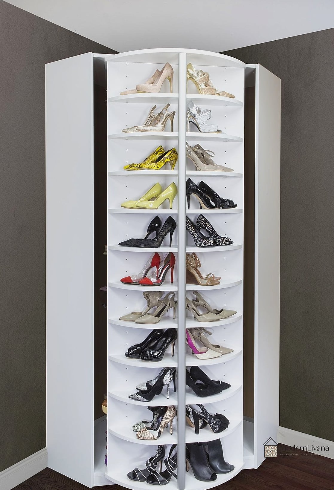 Small White Corner Shoe Cabinet