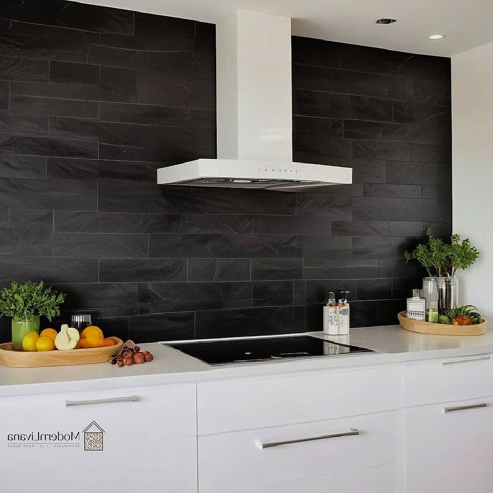 Stacked Black Subway Tile