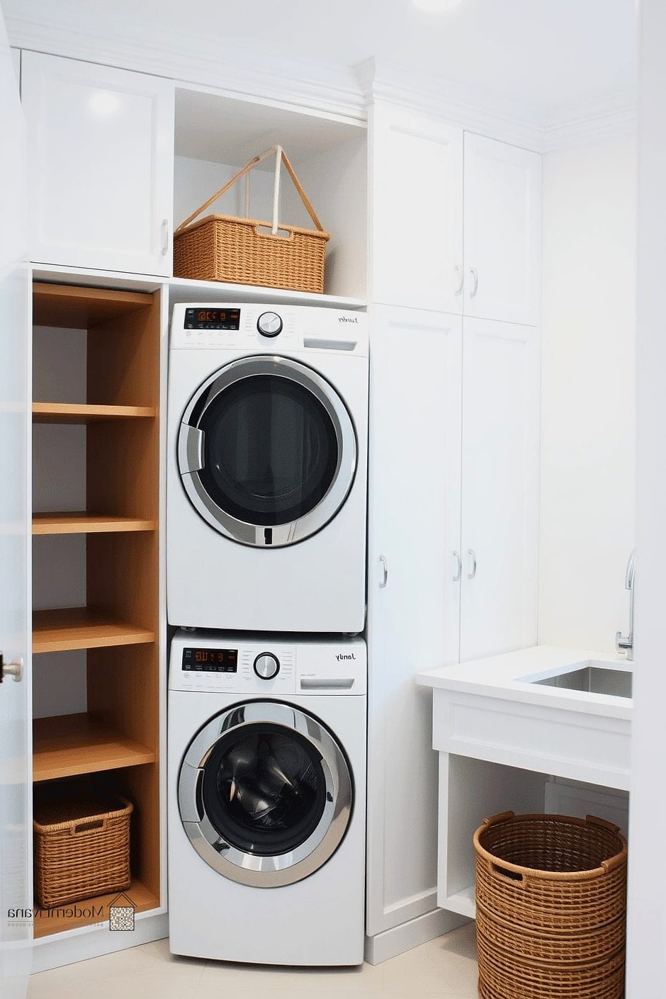 Stacked Washer and Dryer Nook