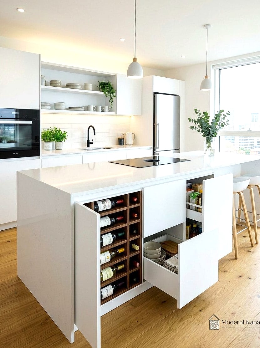 A Statement Kitchen Island with Storage Drawers