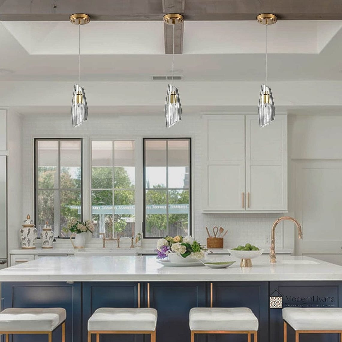 23 White Modern Kitchen Ideas Worth Bookmarking Before You Renovate 15 Statement Pendant Lighting Over the Island