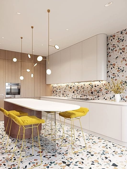 22 Kitchen Floor Tiles Ideas You Haven't Seen Before 8 Terrazzo with Colorful Chips