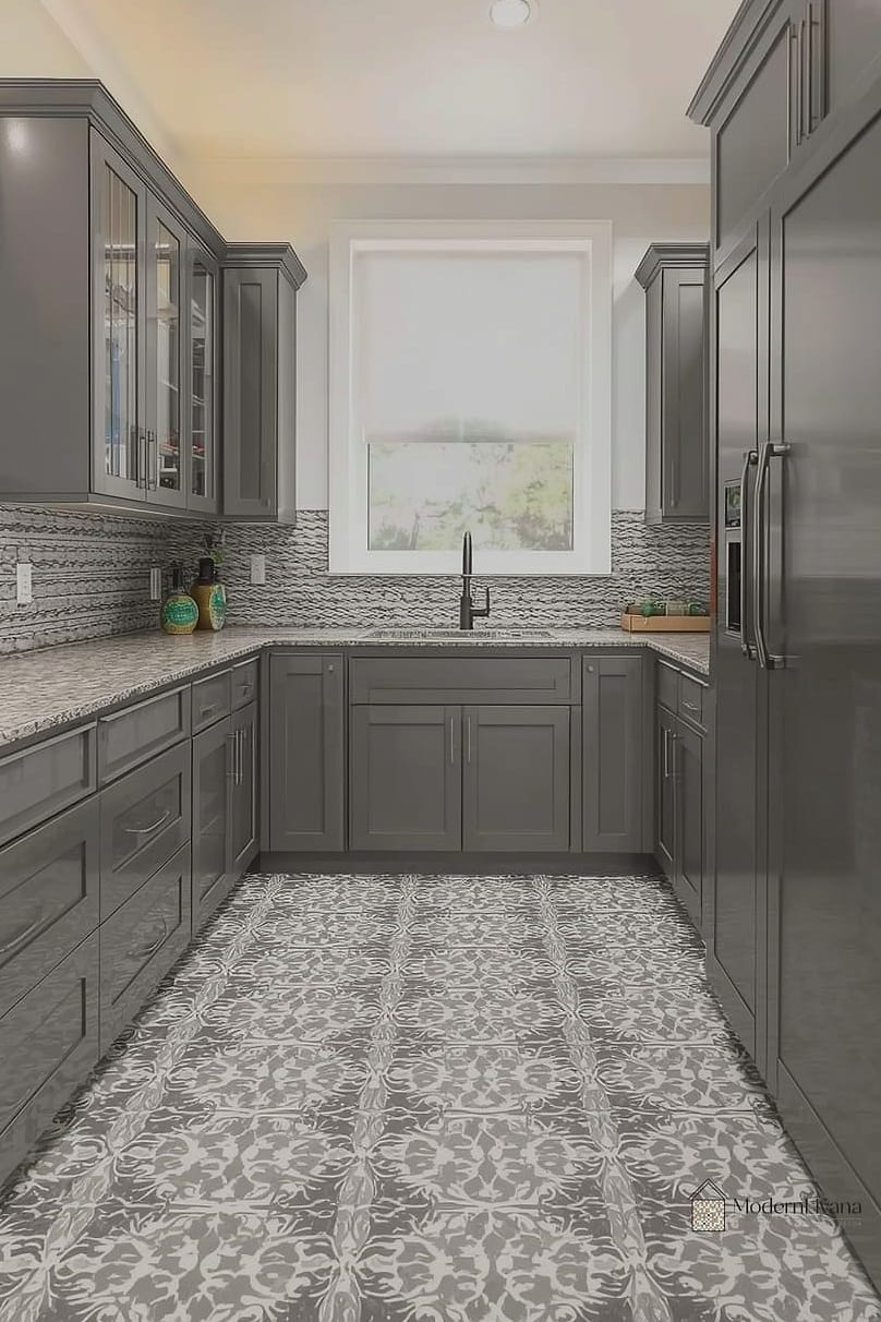 Textured Gray Tile Flooring