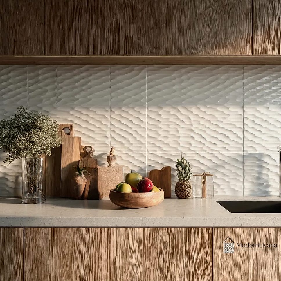 Textured 3D Tile as a Backsplash Statement