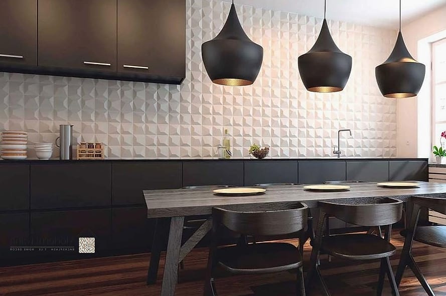Textured Tile Backsplash With a Simple Countertop