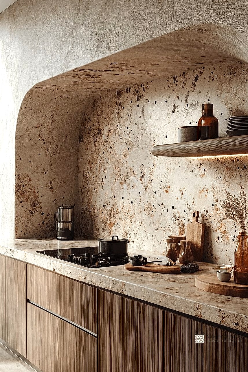 Tile Backsplash with a Curved Edge