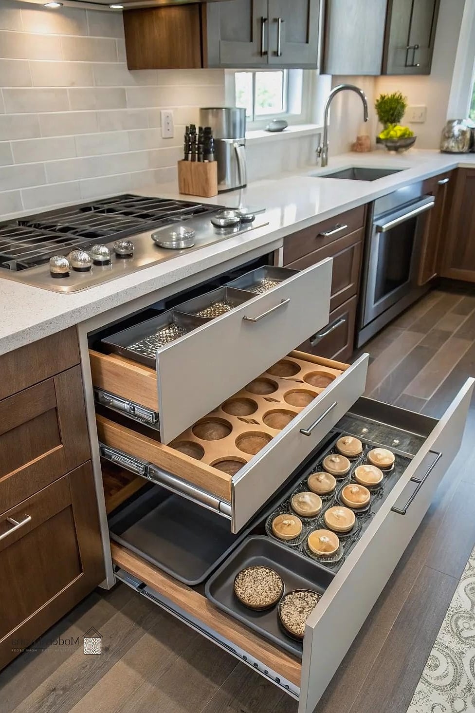 Toe-Kick Drawers Along the Base of Cabinets