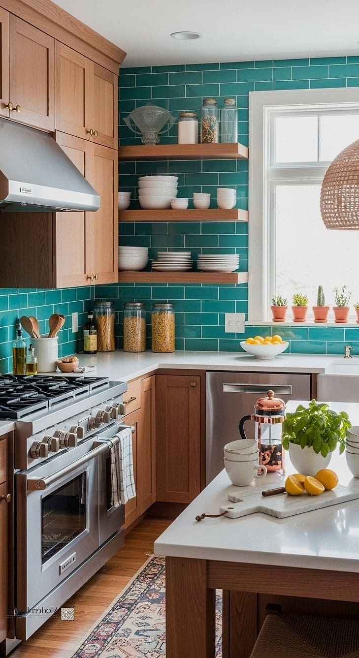 29 Colorful Kitchen Ideas That Look Expensive But Aren't 20 Turquoise Tile Backsplash