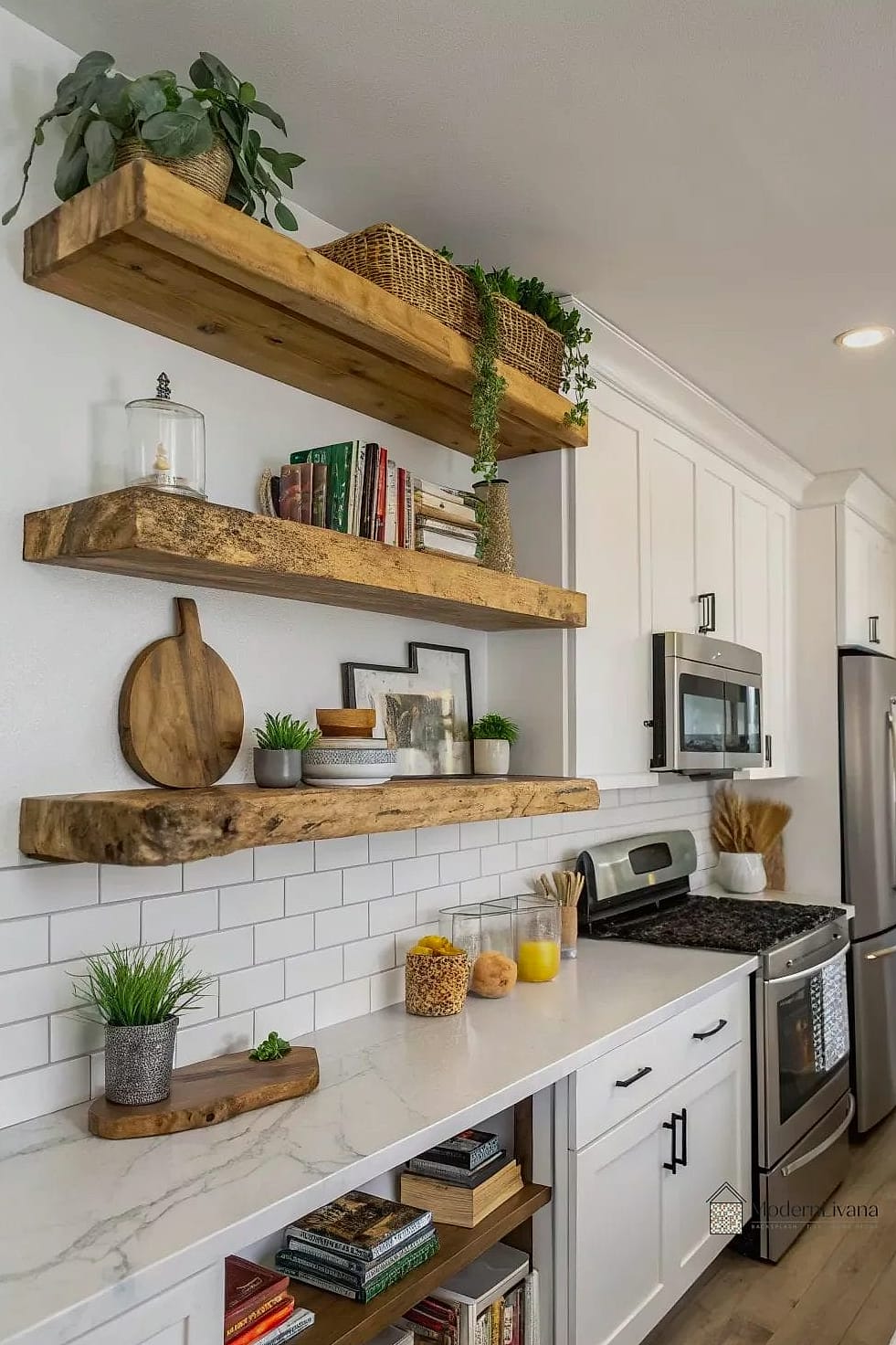 27 Kitchen Floating Shelves Ideas Creative Open Ideas Worth Stealing From Interior Designers 12 Two-Tier Floating Shelves for Extra Storage