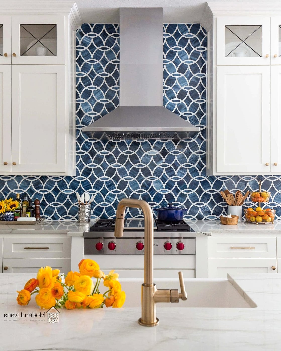 23 Blue Mosaic Tile Ideas From Homes We Absolutely Love 20 Two-Tone Blue Kitchen Backsplash