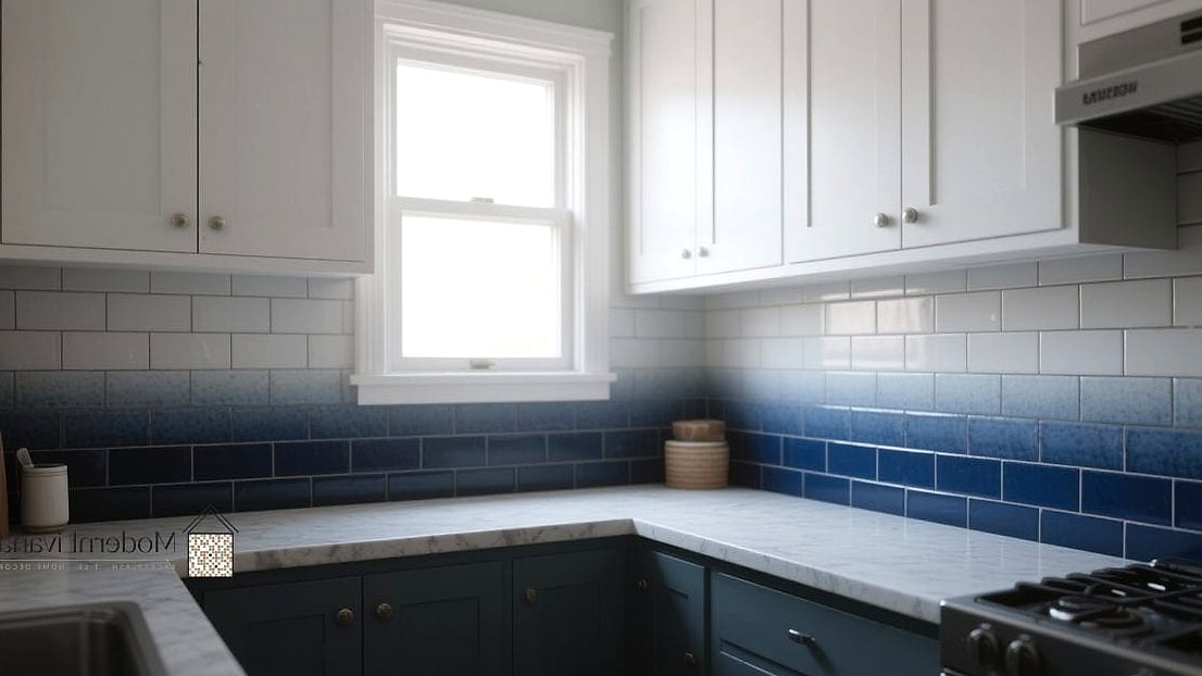 Two-Tone Blue Ombré Backsplash