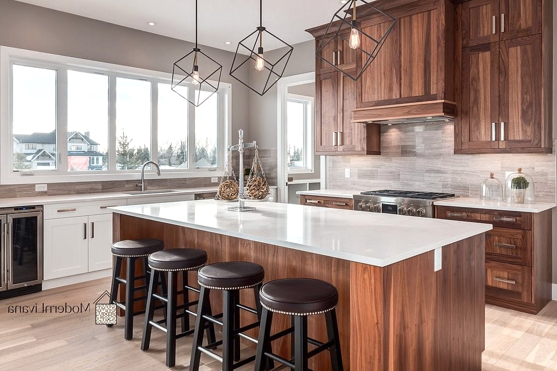 28 Off White Kitchen Ideas You Haven't Seen Before 12 Two-Tone Off White and Walnut Cabinets
