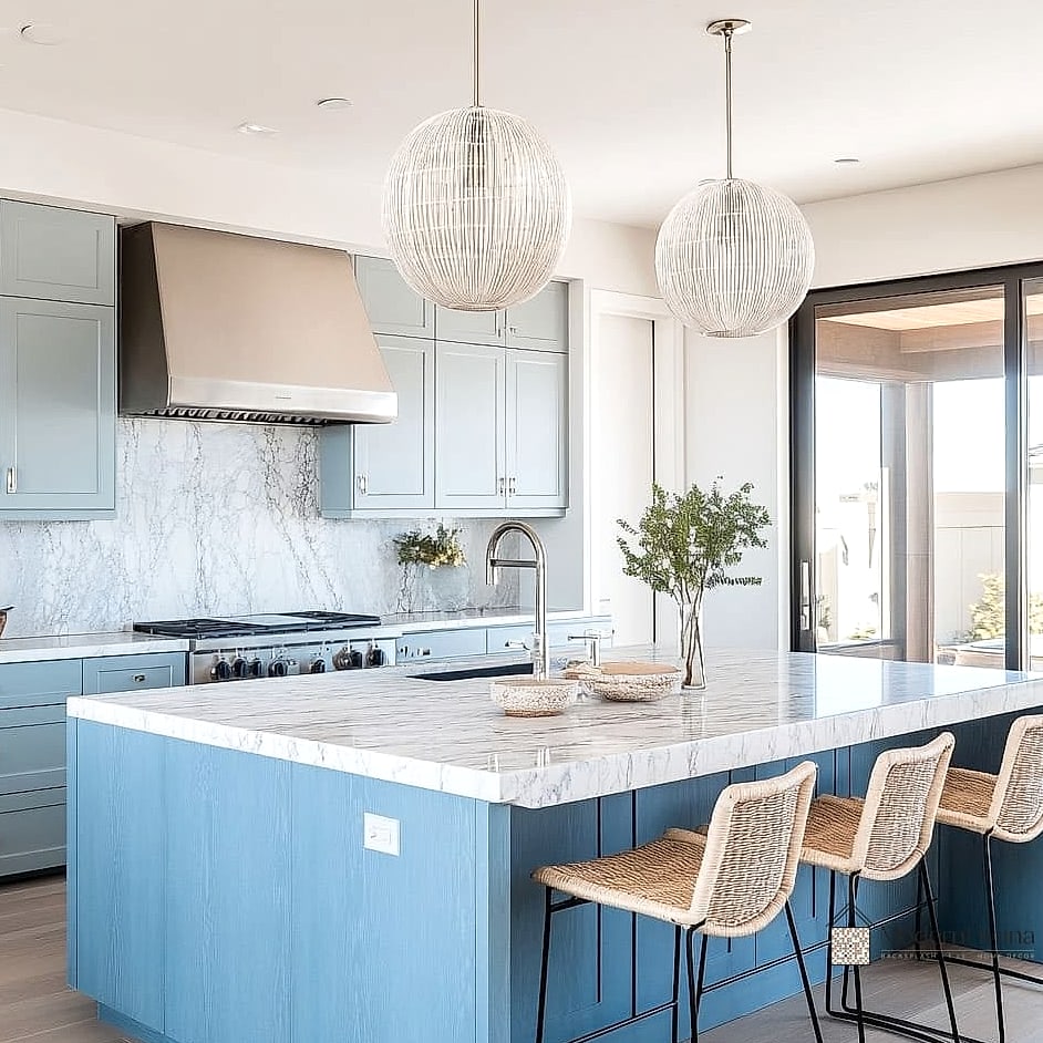 25 Flat Panel Kitchen Ideas That Will Transform Your Space 5 Two-Tone Island Contrast