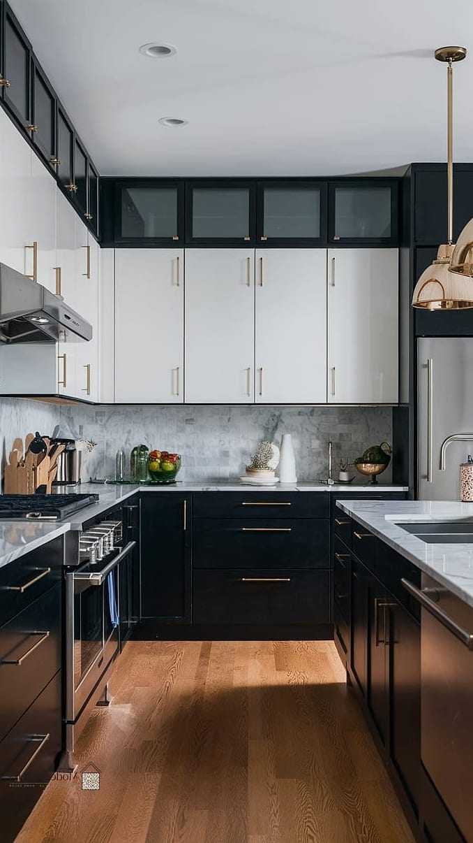 27 Black Cabinets Ideas Trending on Pinterest This Year 5 Two-Tone Kitchen with Black Lower Cabinets