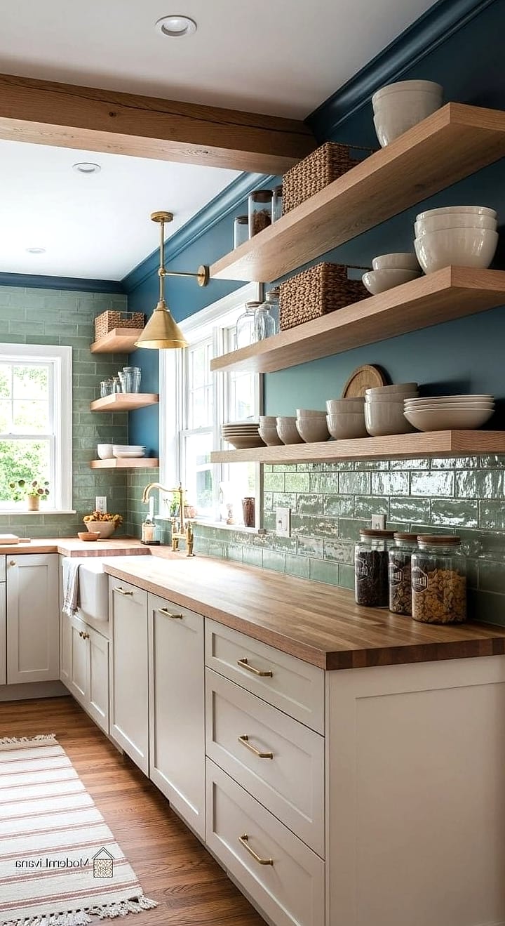 Two Tone Open Shelving vs Closed Cabinets