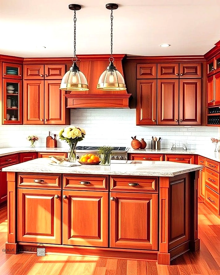 30 Cherry Kitchen Ideas That Are Stylish and Practical 20 Two-Tone Kitchen Island in Contrasting Wood
