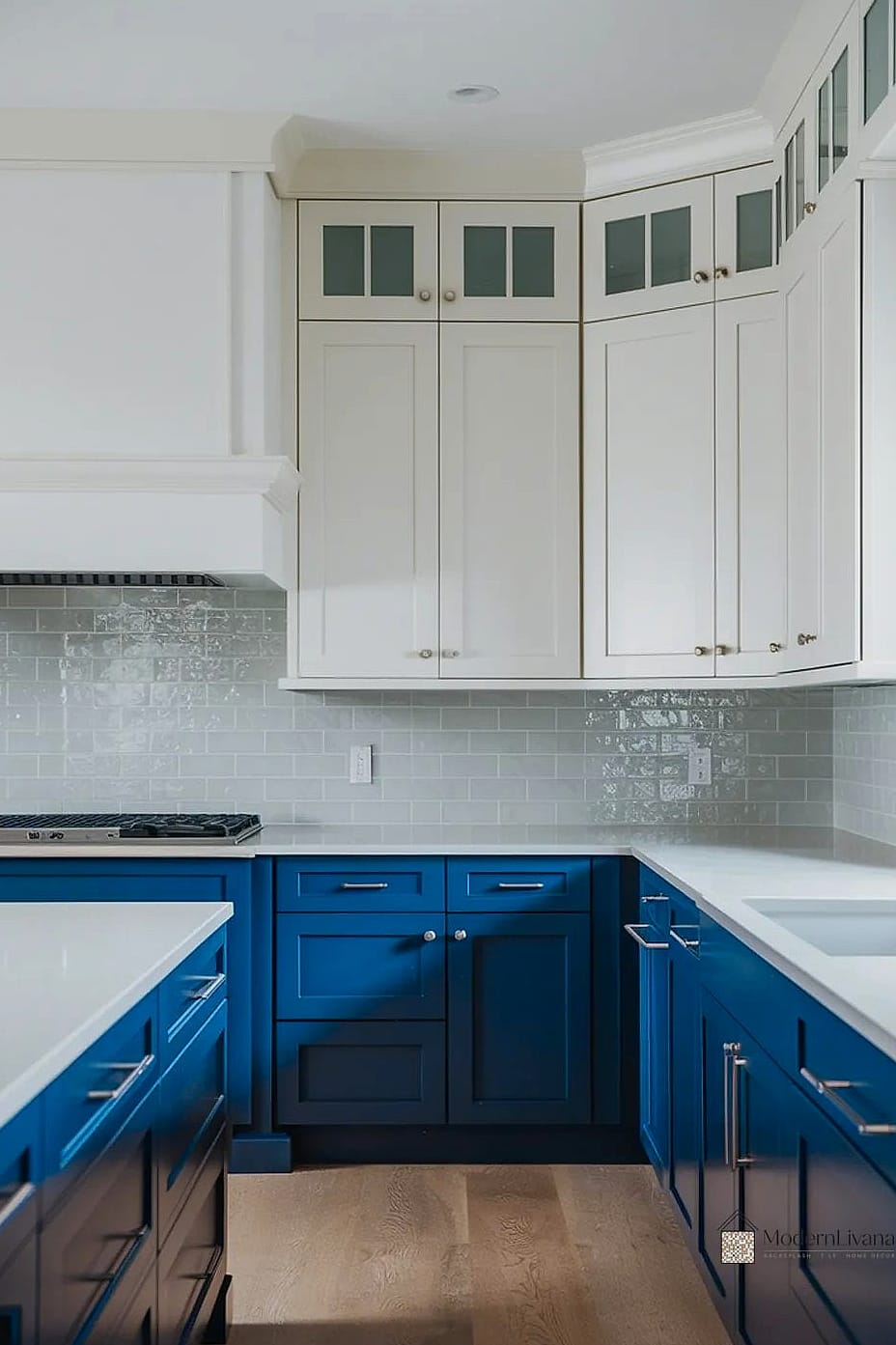 Two-Tone Blue and White Cabinetry