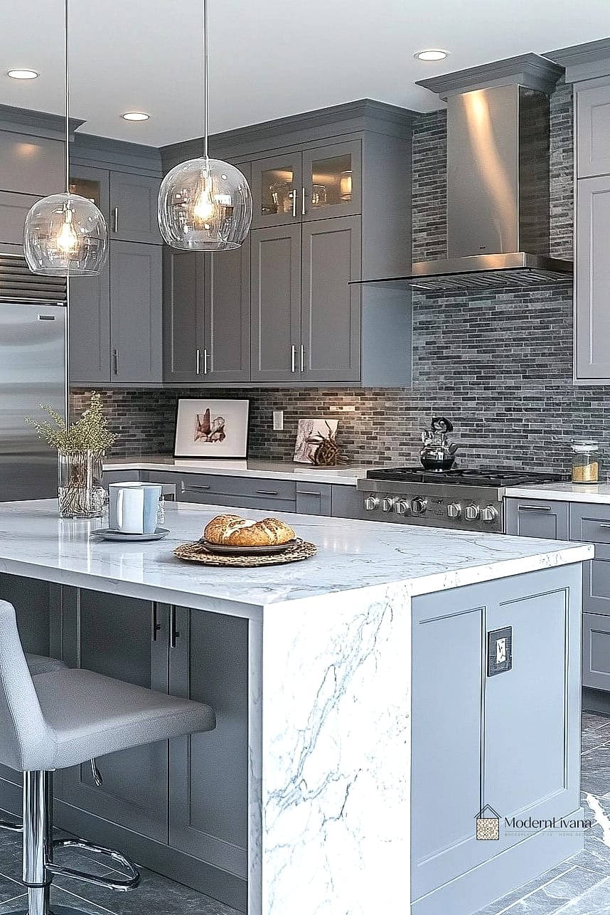 Two-Tone Cabinets with Charcoal Lowers