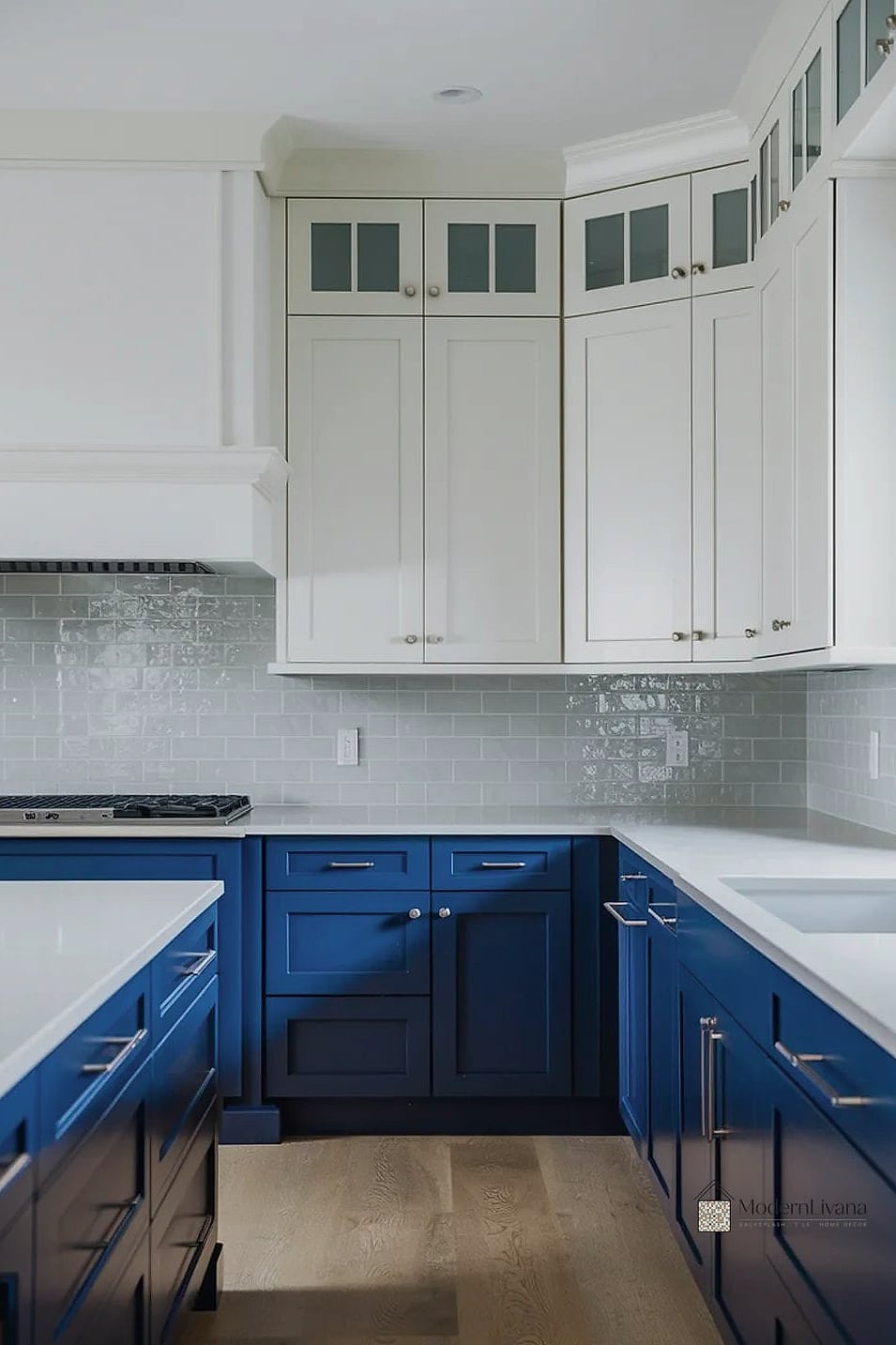 Two-Tone Blue and White Kitchen Island