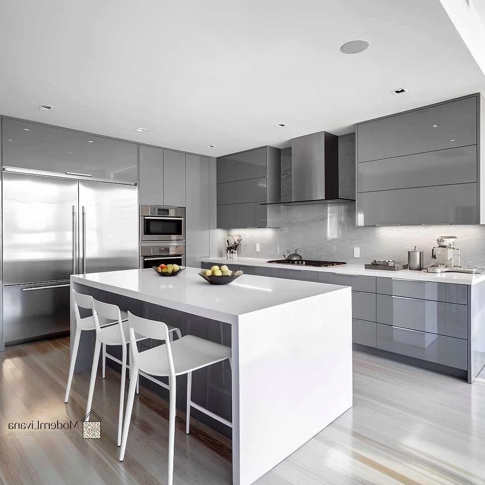 Two-Toned Gray and White Kitchen Walls