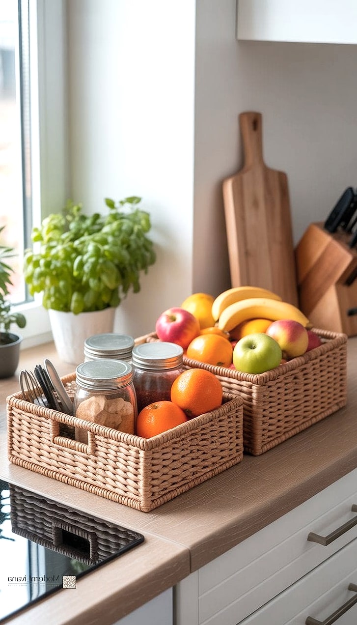 Use Woven Baskets and Bins for Open Storage