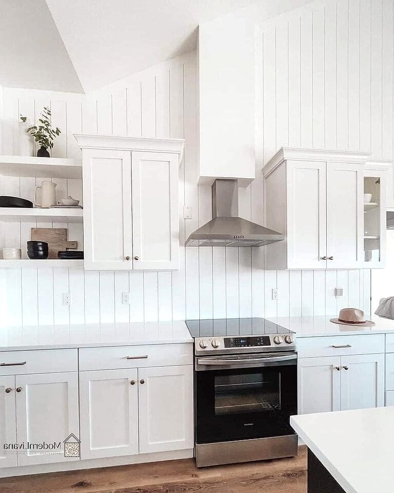 Vertical Shiplap Backsplash