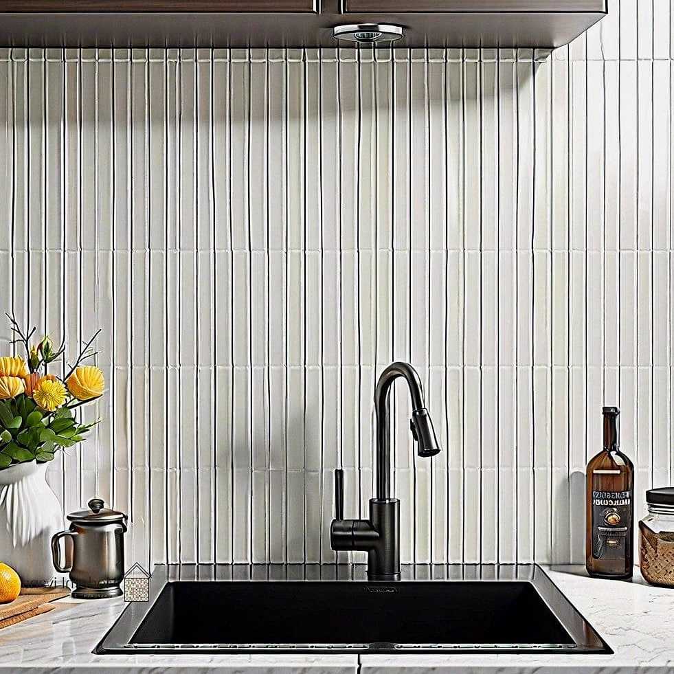 24 White Backsplash Ideas That Work in Any Size Home 13 Vertical Stack Bond Tile