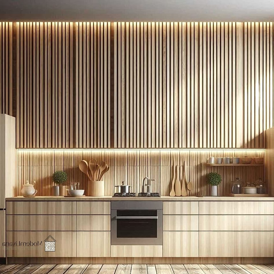 Vertical Wood Slat Accent Wall
