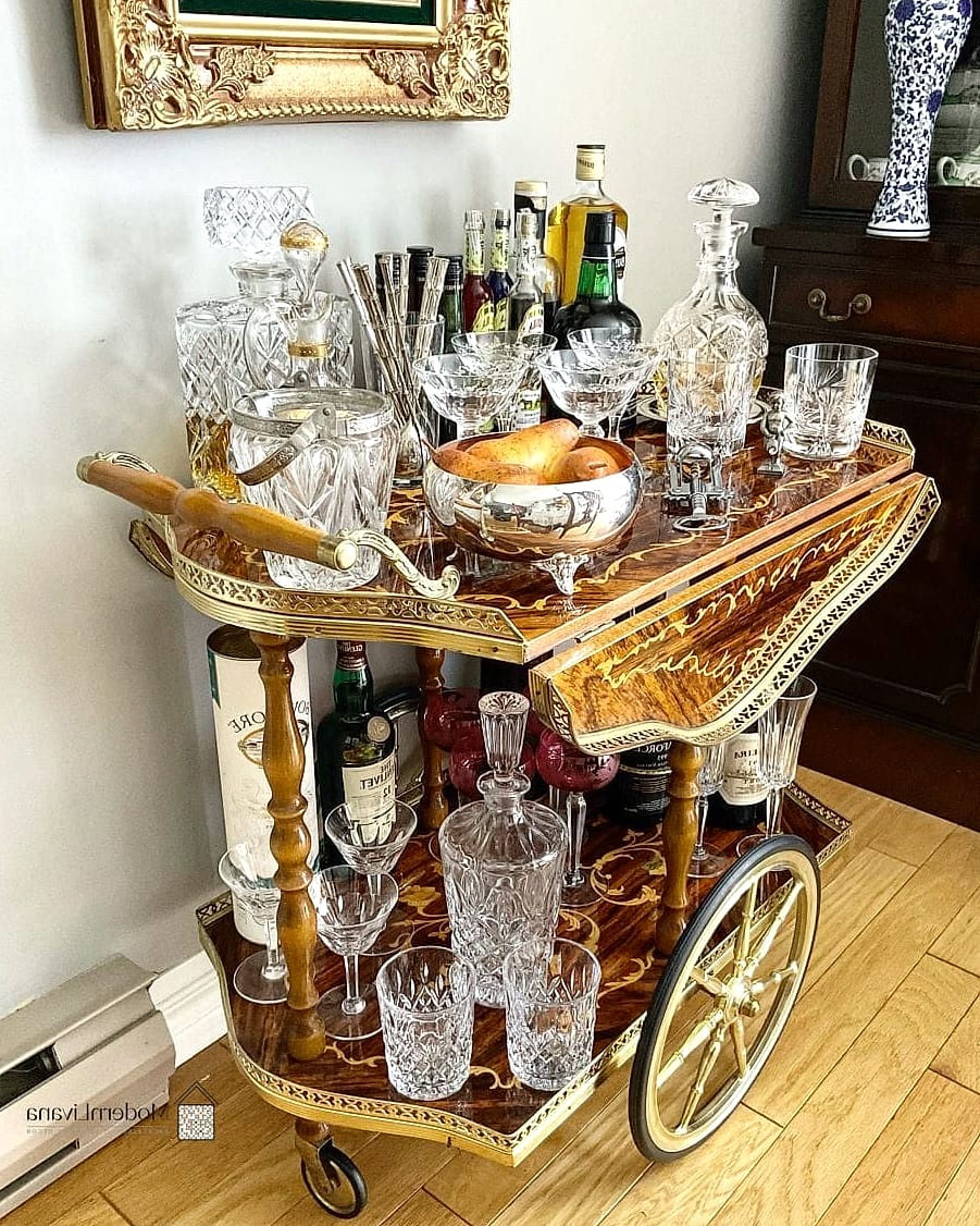 Vintage Cart with Brass Accents