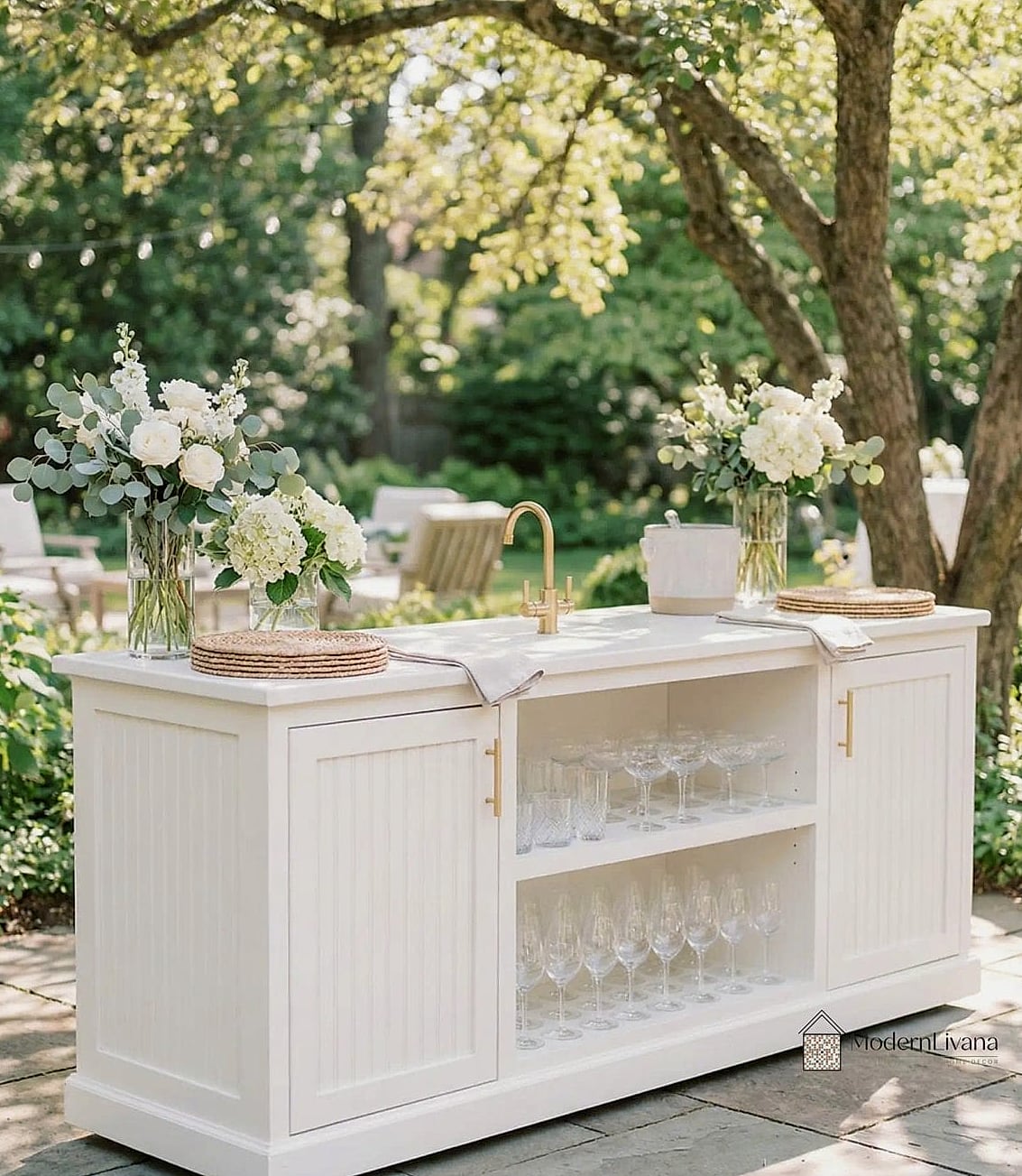 Vintage-Inspired White Cabinet with Glass Knobs
