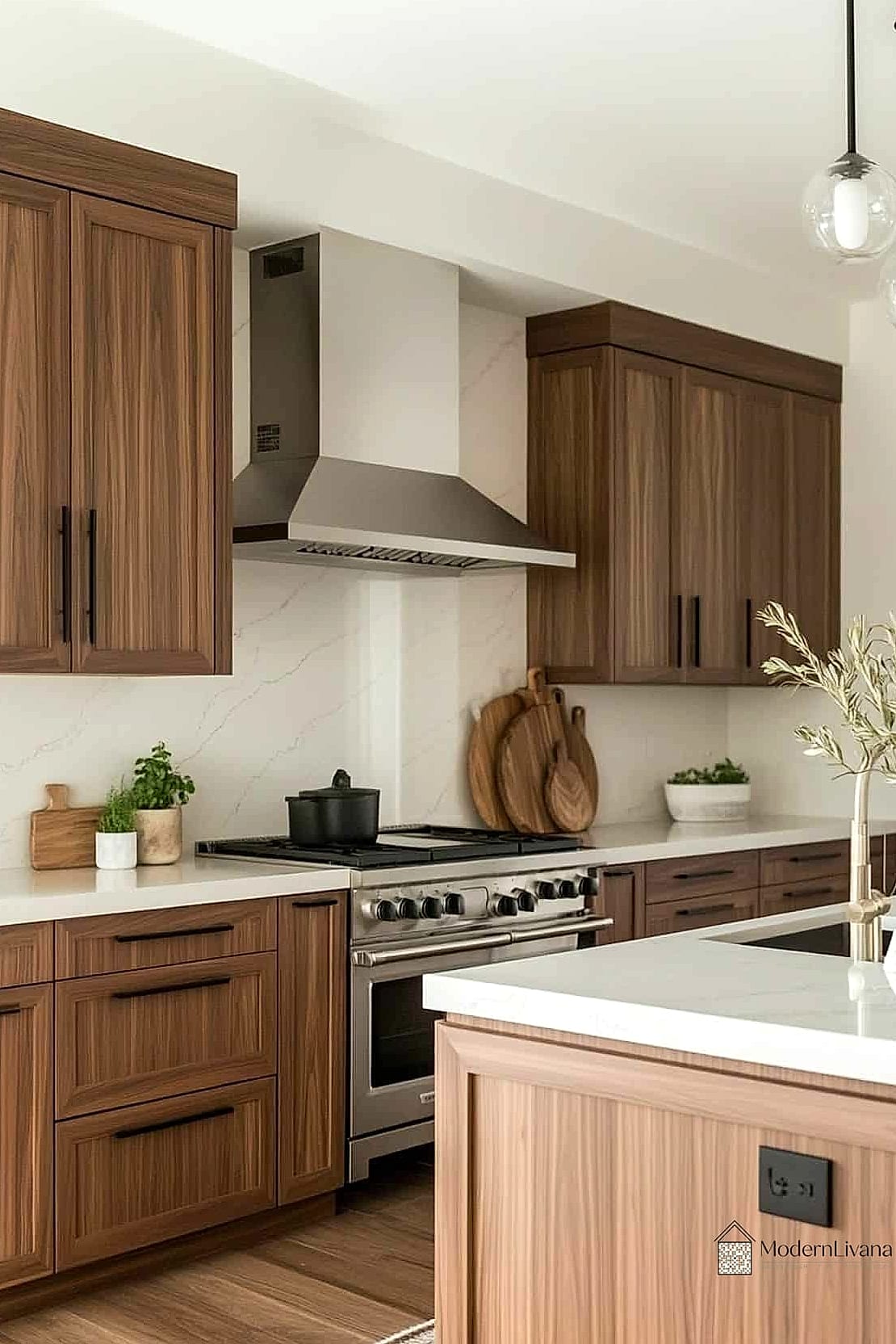 25 Flat Panel Kitchen Ideas That Will Transform Your Space 2 Warm Walnut Flat Panel Cabinets