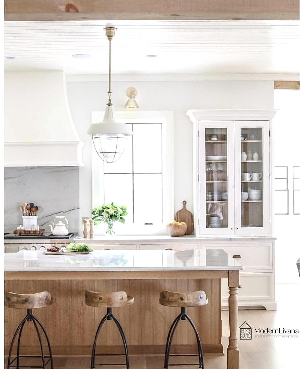 Warm White with Wood Countertops