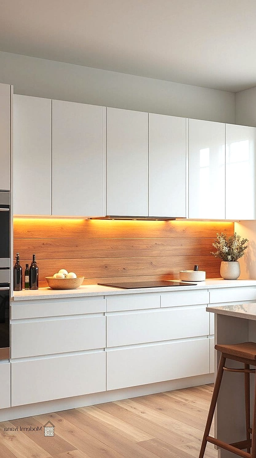 Warm White Marble Slab Backsplash