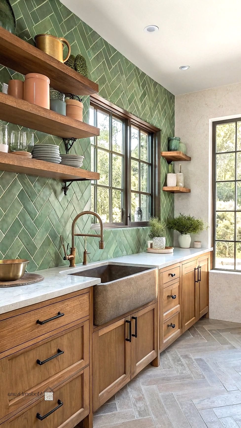 Warm Wood Panel Backsplash