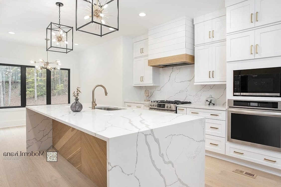 22 Modern Kitchen Ideas Worth Bookmarking Before You Renovate 2 Waterfall Quartz Islands