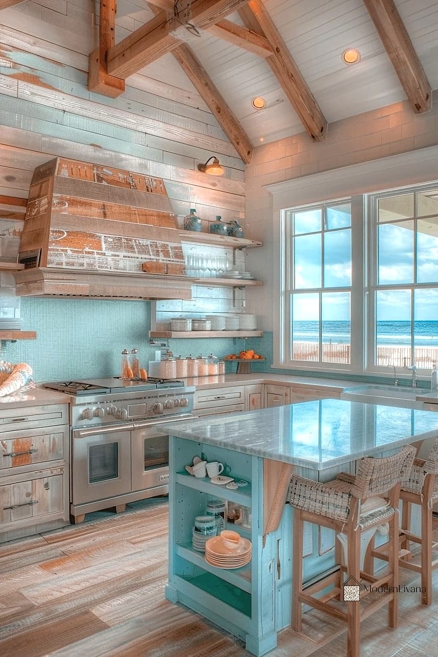 Weathered Wood Open Shelving