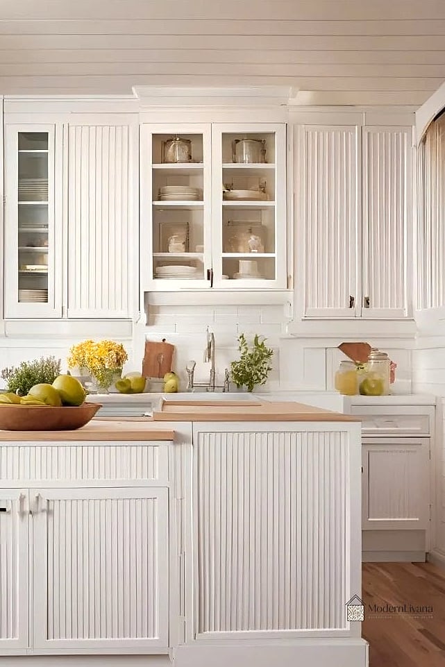 White Beadboard Cabinet Panels
