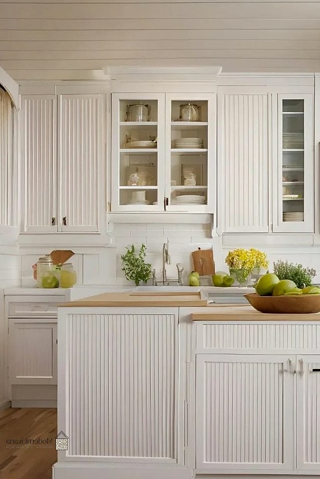 White Beadboard Cabinet Doors